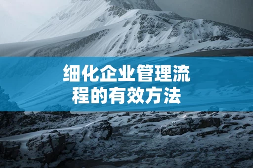 细化企业管理流程的有效方法