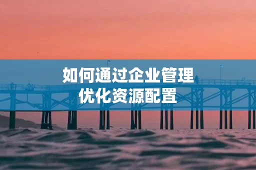 如何通过企业管理优化资源配置