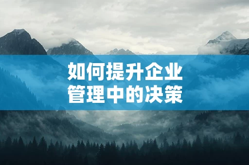 如何提升企业管理中的决策速度与准确性