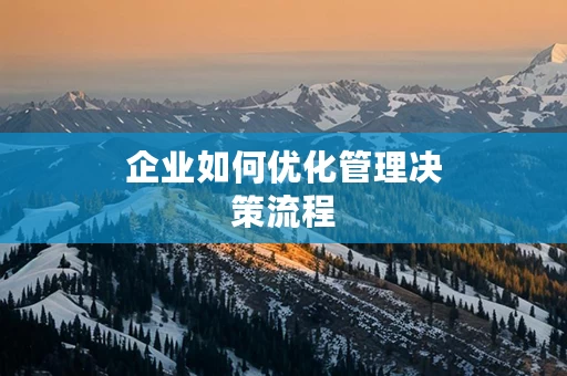 企业如何优化管理决策流程