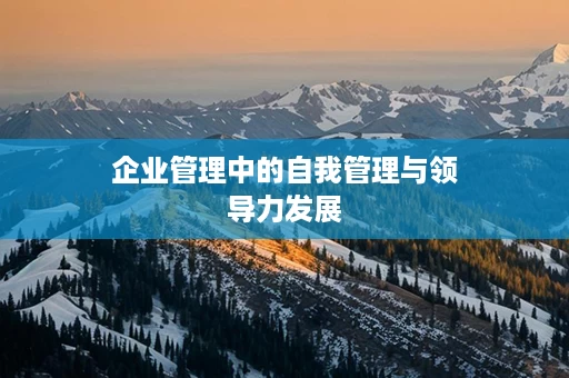 企业管理中的自我管理与领导力发展