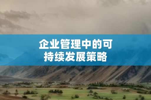 企业管理中的可持续发展策略