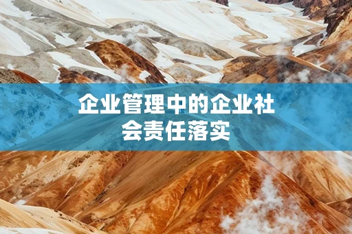 企业管理中的企业社会责任落实
