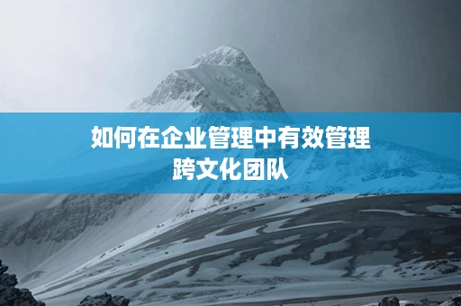 如何在企业管理中有效管理跨文化团队