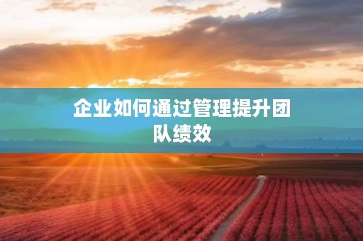 企业如何通过管理提升团队绩效