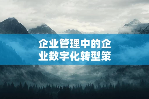 企业管理中的企业数字化转型策略