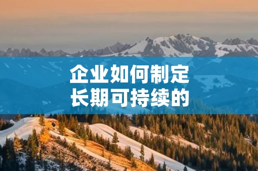 企业如何制定长期可持续的管理战略