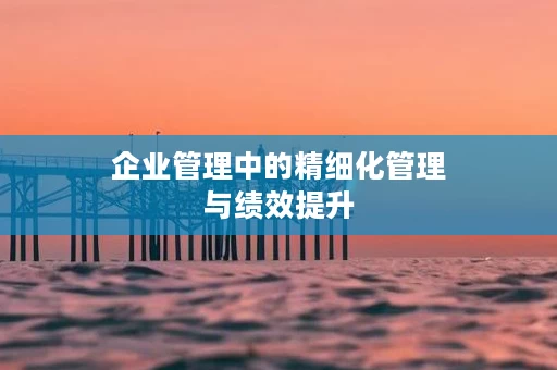 企业管理中的精细化管理与绩效提升