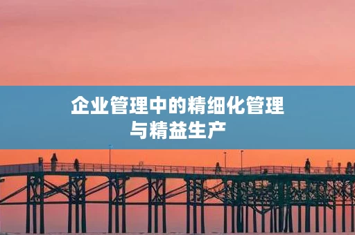 企业管理中的精细化管理与精益生产