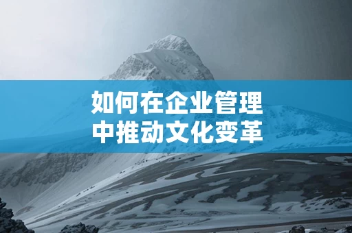 如何在企业管理中推动文化变革