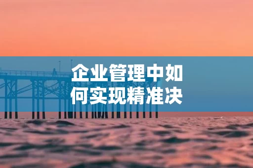企业管理中如何实现精准决策
