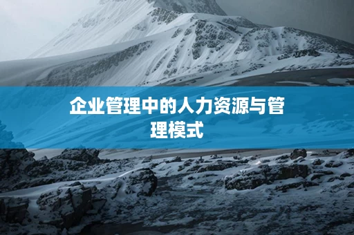 企业管理中的人力资源与管理模式
