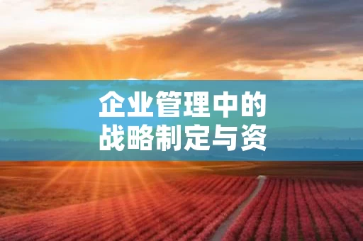 企业管理中的战略制定与资源配置