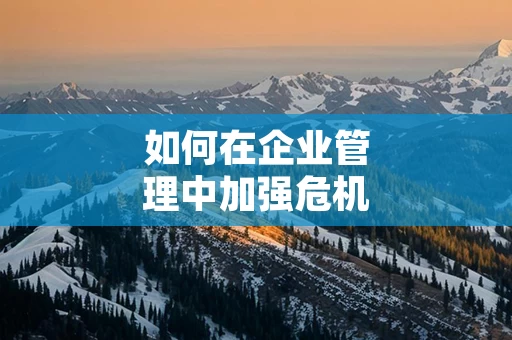 如何在企业管理中加强危机管理能力