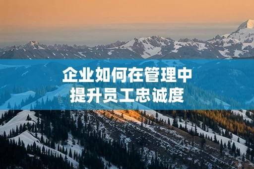 企业如何在管理中提升员工忠诚度