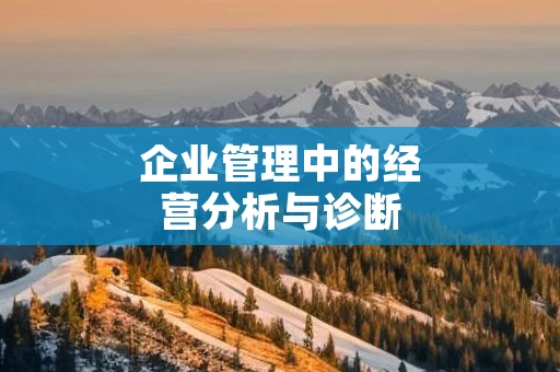 企业管理中的经营分析与诊断