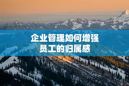 企业管理如何增强员工的归属感