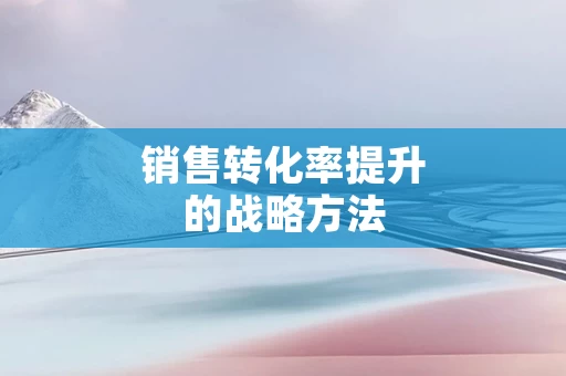 销售转化率提升的战略方法