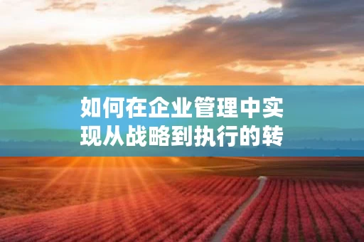 如何在企业管理中实现从战略到执行的转化