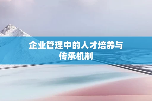 企业管理中的人才培养与传承机制