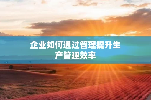 企业如何通过管理提升生产管理效率