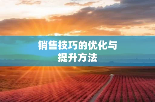 销售技巧的优化与提升方法