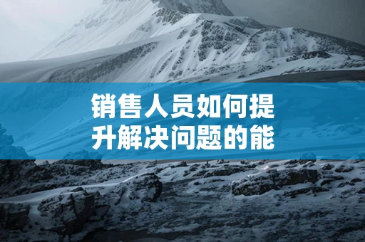 销售人员如何提升解决问题的能力