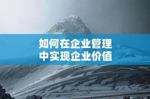 如何在企业管理中实现企业价值最大化
