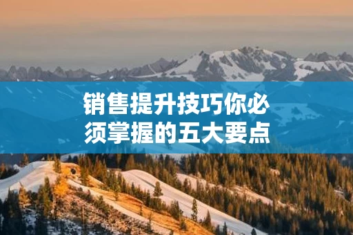 销售提升技巧你必须掌握的五大要点