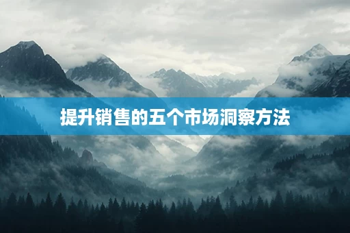 提升销售的五个市场洞察方法