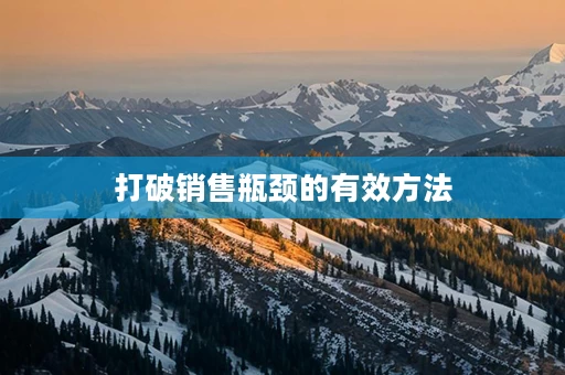 打破销售瓶颈的有效方法