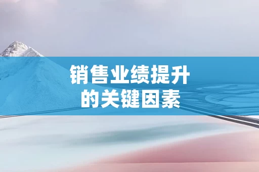 销售业绩提升的关键因素