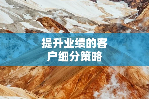 提升业绩的客户细分策略
