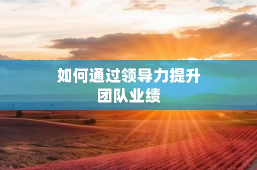 如何通过领导力提升团队业绩