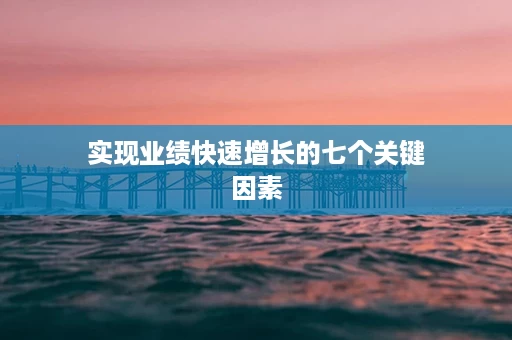 实现业绩快速增长的七个关键因素