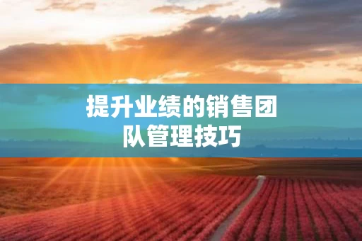 提升业绩的销售团队管理技巧
