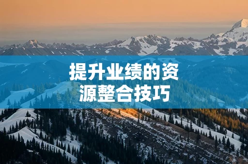 提升业绩的资源整合技巧