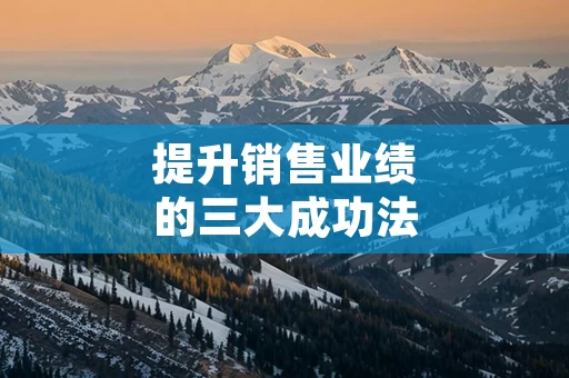提升销售业绩的三大成功法则