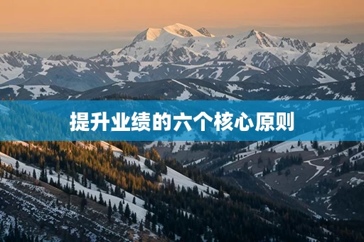 提升业绩的六个核心原则