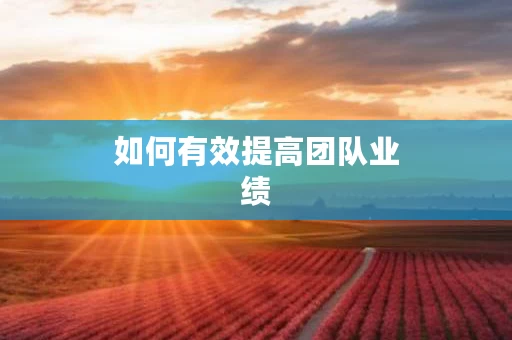 如何有效提高团队业绩