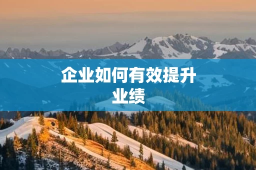 企业如何有效提升业绩