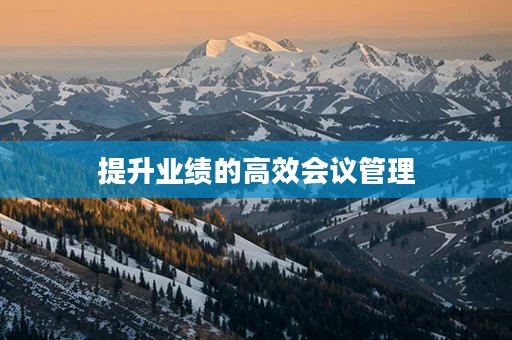 提升业绩的高效会议管理