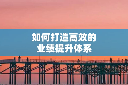 如何打造高效的业绩提升体系